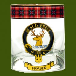 Fraser Of Lovat Clansman Crest Tartan Tumbler Whisky Glass Set of 2