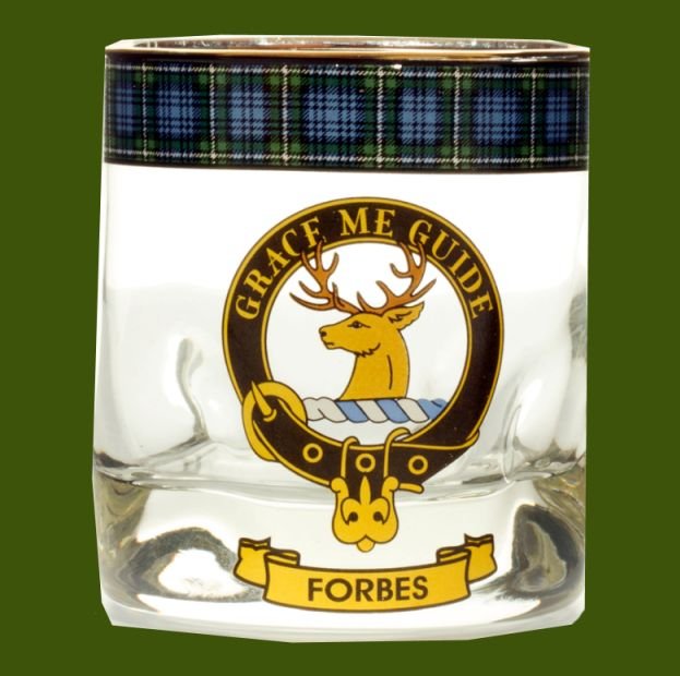 Image 0 of Forbes Clansman Crest Tartan Tumbler Whisky Glass Set of 2