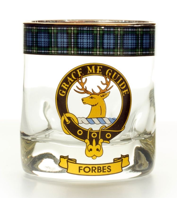 Image 1 of Forbes Clansman Crest Tartan Tumbler Whisky Glass Set of 4