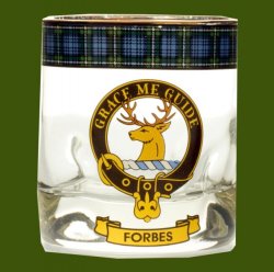 Forbes Clansman Crest Tartan Tumbler Whisky Glass Set of 4