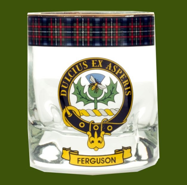 Image 0 of Ferguson Clansman Crest Tartan Tumbler Whisky Glass Set of 2