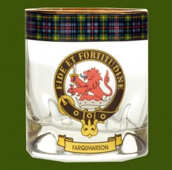 Farquharson Clansman Crest Tartan Tumbler Whisky Glass Set of 2
