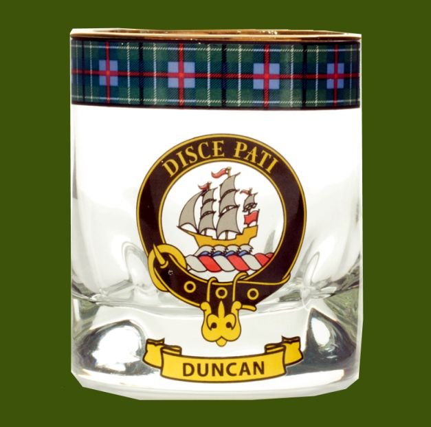 Image 0 of Duncan Clansman Crest Tartan Tumbler Whisky Glass Set of 4