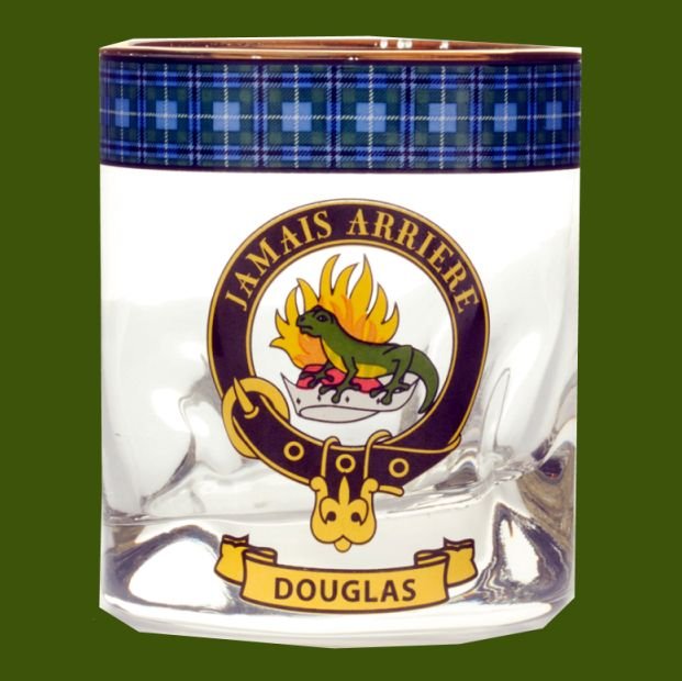 Image 0 of Douglas Clansman Crest Tartan Tumbler Whisky Glass Set of 2
