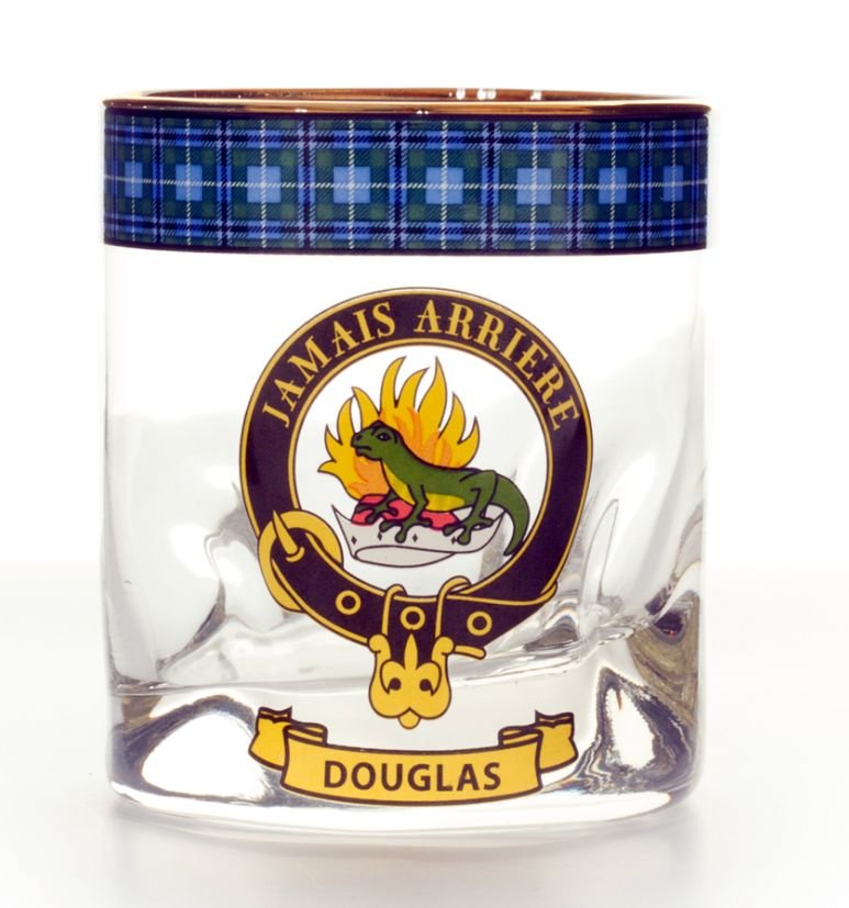 Image 1 of Douglas Clansman Crest Tartan Tumbler Whisky Glass Set of 4