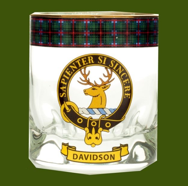 Image 0 of Davidson Clansman Crest Tartan Tumbler Whisky Glass Set of 2