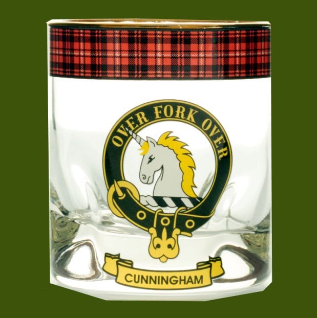 Image 0 of Cunningham Clansman Crest Tartan Tumbler Whisky Glass Set of 2