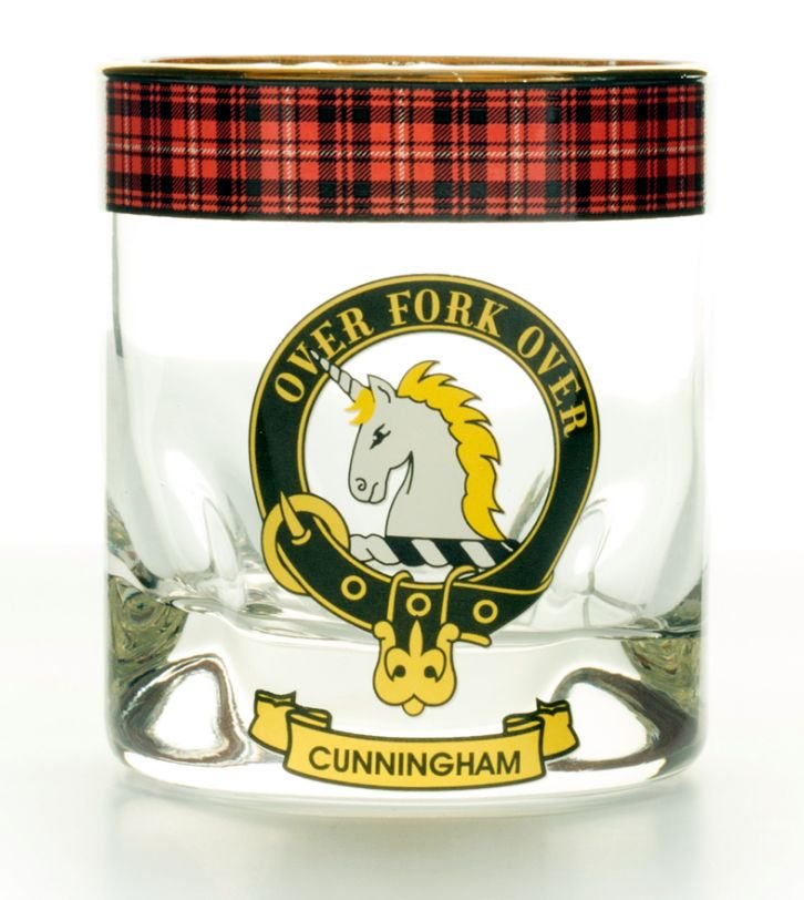 Image 1 of Cunningham Clansman Crest Tartan Tumbler Whisky Glass Set of 2