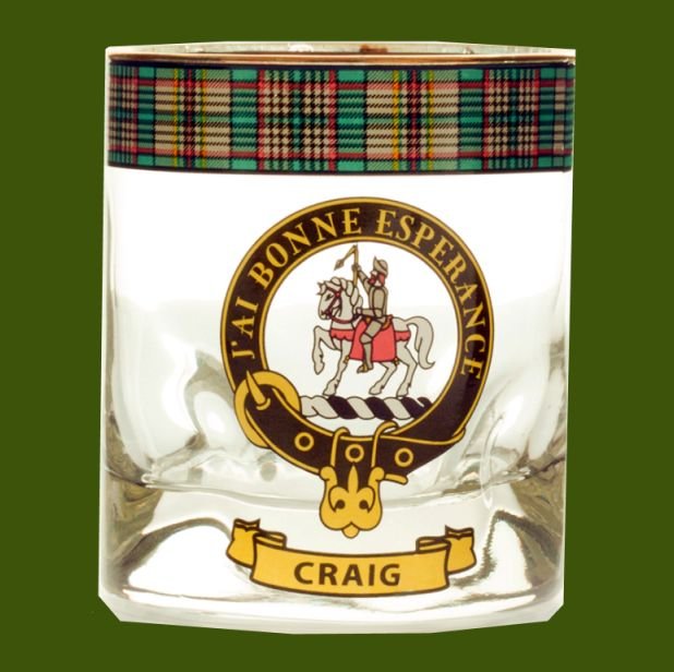 Image 0 of Craig Clansman Crest Tartan Tumbler Whisky Glass Set of 2