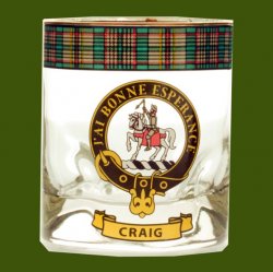 Craig Clansman Crest Tartan Tumbler Whisky Glass Set of 2