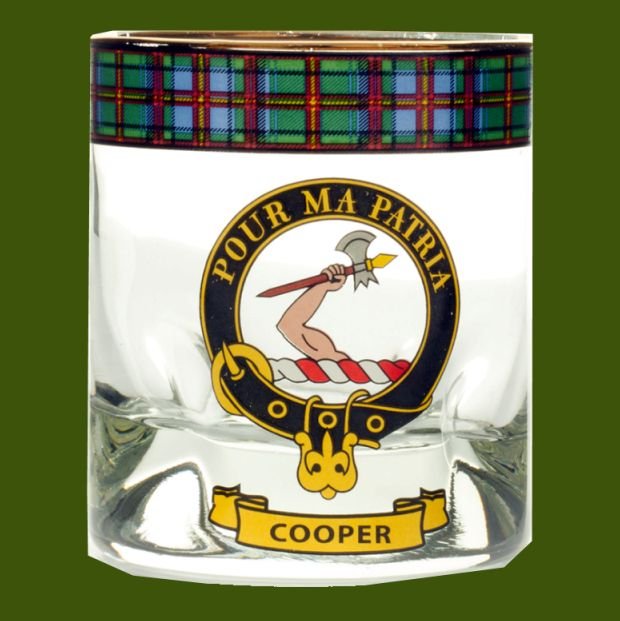 Image 0 of Cooper Clansman Crest Tartan Tumbler Whisky Glass Set of 2