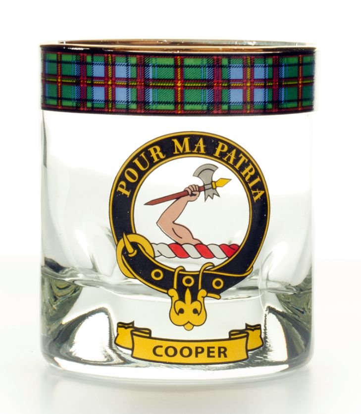 Image 1 of Cooper Clansman Crest Tartan Tumbler Whisky Glass Set of 2