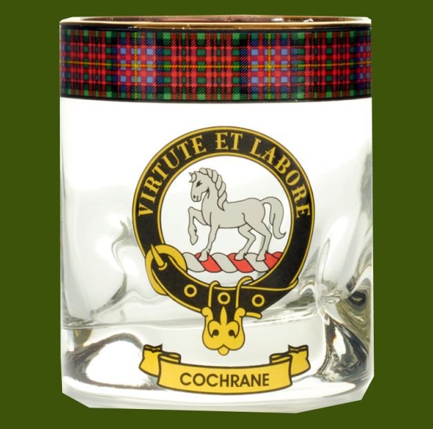 Image 0 of Cochrane Clansman Crest Tartan Tumbler Whisky Glass Set of 2