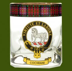 Cochrane Clansman Crest Tartan Tumbler Whisky Glass Set of 2