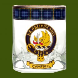 Campbell Of Argyll Clansman Crest Tartan Tumbler Whisky Glass Set of 4