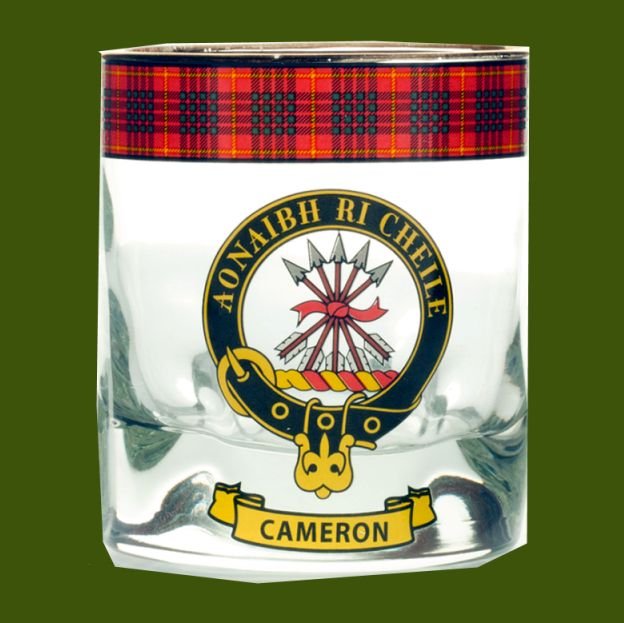 Image 0 of Cameron Clansman Crest Tartan Tumbler Whisky Glass Set of 2