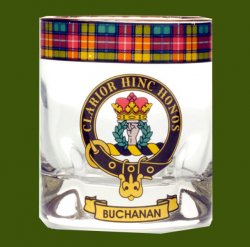 Buchanan Clansman Crest Tartan Tumbler Whisky Glass Set of 2
