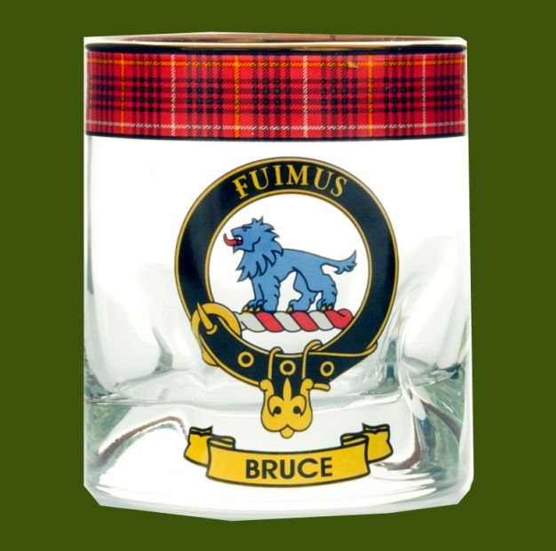 Image 0 of Bruce Clansman Crest Tartan Tumbler Whisky Glass Set of 2