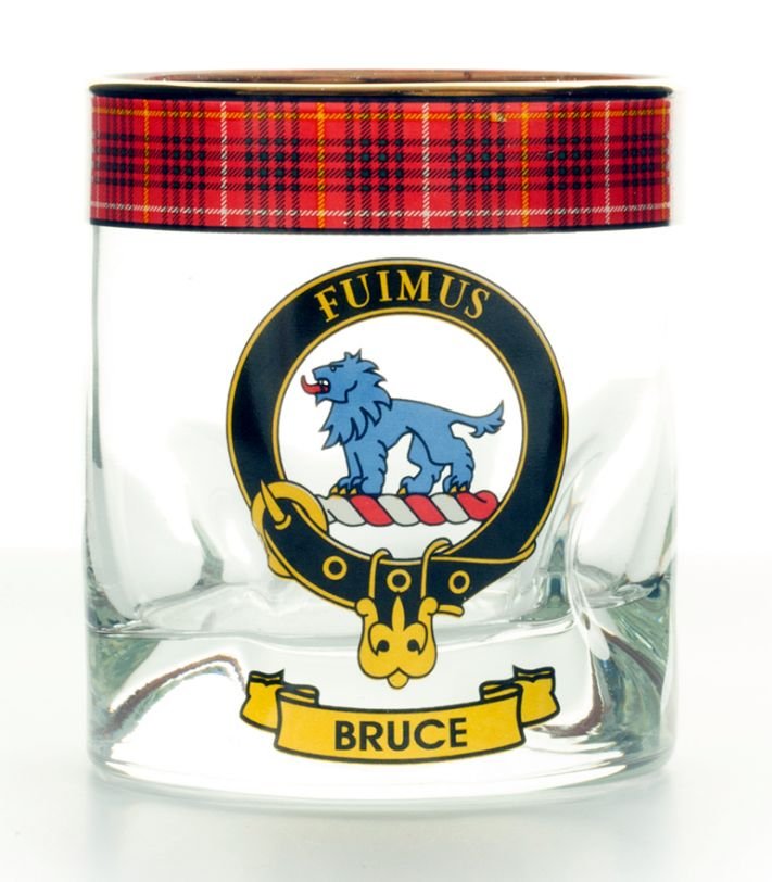 Image 1 of Bruce Clansman Crest Tartan Tumbler Whisky Glass Set of 2