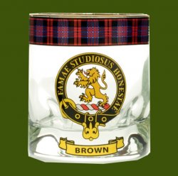 Brown Clansman Crest Tartan Tumbler Whisky Glass Set of 4