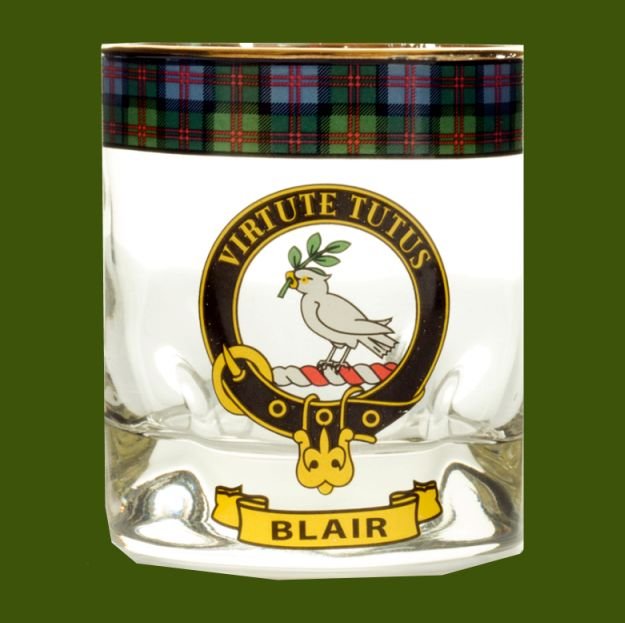 Image 0 of Blair Clansman Crest Tartan Tumbler Whisky Glass Set of 2