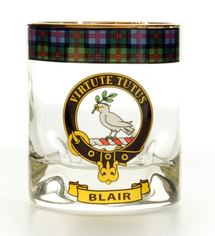 Image 1 of Blair Clansman Crest Tartan Tumbler Whisky Glass Set of 4