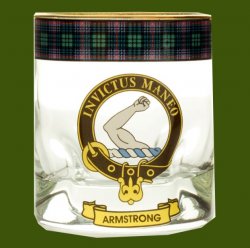 Armstrong Clansman Crest Tartan Tumbler Whisky Glass Set of 2