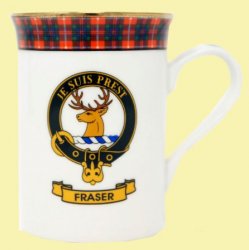 Fraser Of Lovat Balmoral Crest Tartan Bone China Mug Set of 2