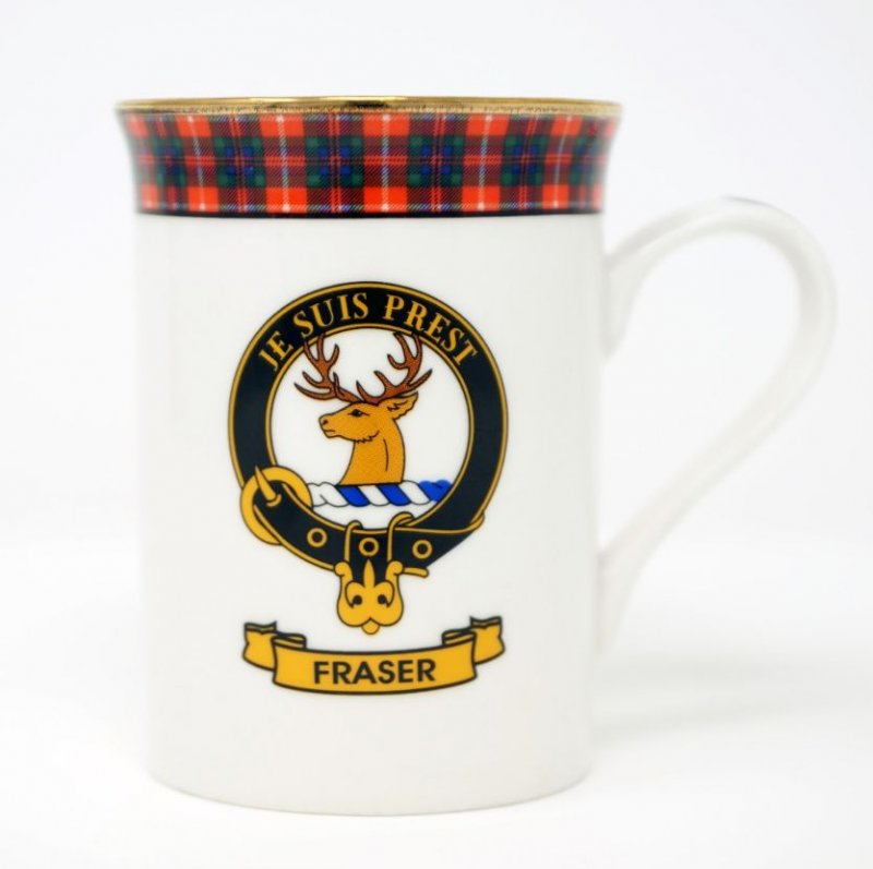 Image 1 of Fraser Of Lovat Balmoral Crest Tartan Bone China Mug Set of 4