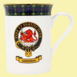 Farquharson Balmoral Crest Tartan Bone China Mug Set of 2