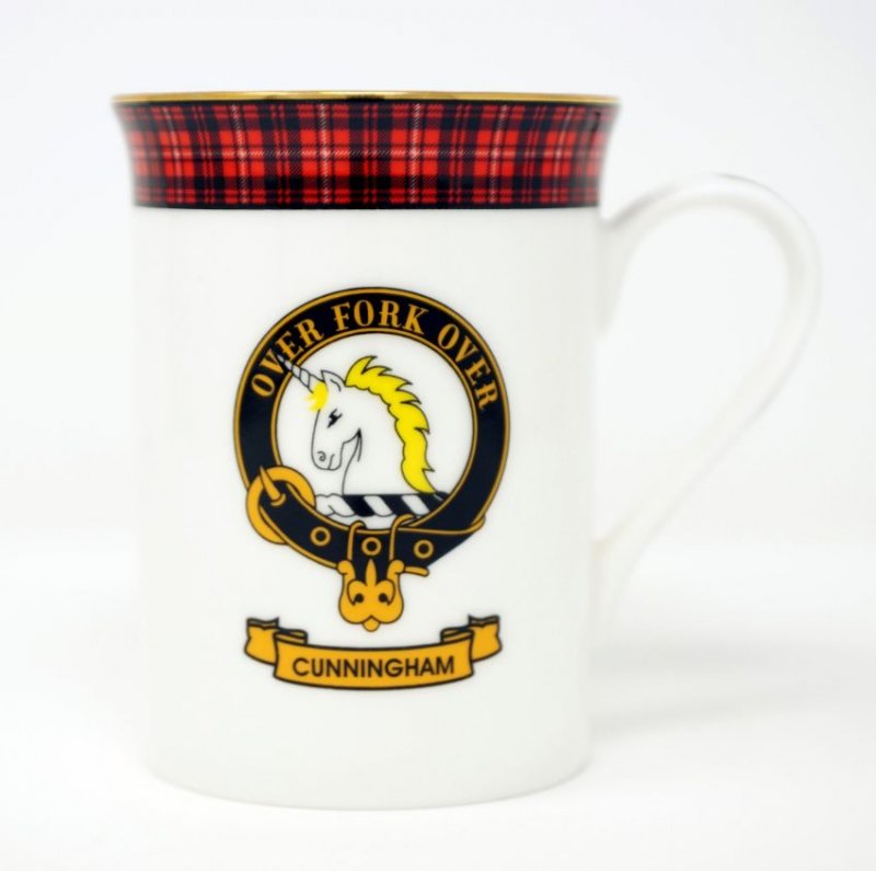 Image 1 of Cunningham Balmoral Crest Tartan Bone China Mug Set of 2