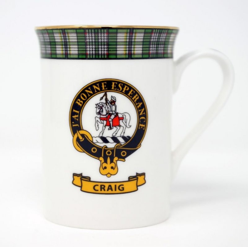 Image 1 of Craig Balmoral Crest Tartan Bone China Mug Set of 2