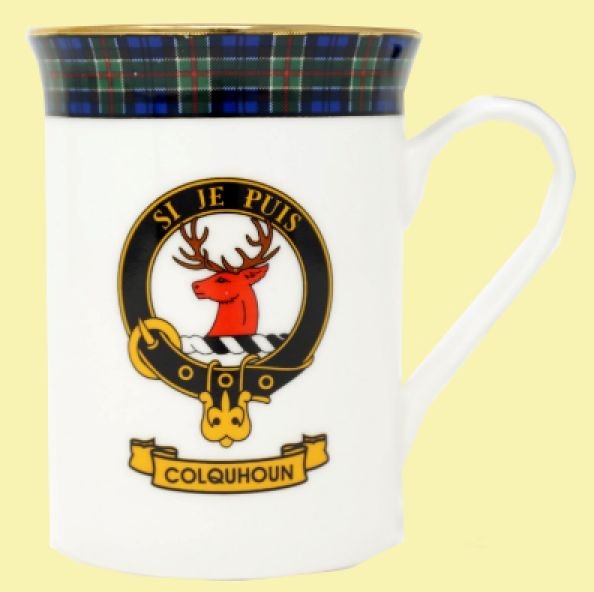 Image 0 of Colquhoun Balmoral Crest Tartan Bone China Mug Set of 2