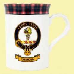 Chisholm Balmoral Crest Tartan Bone China Mug Set of 2