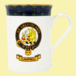 Campbell Of Argyll Balmoral Crest Tartan Bone China Mug Set of 2