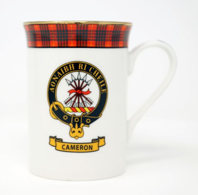 Image 1 of Cameron Balmoral Crest Tartan Bone China Mug Set of 2