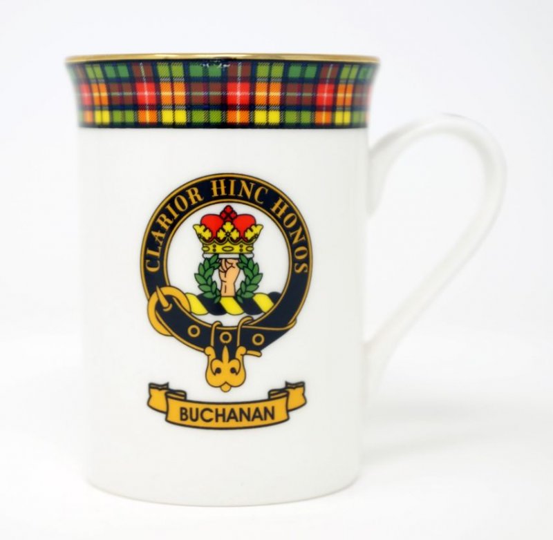 Image 1 of Buchanan Balmoral Crest Tartan Bone China Mug Set of 2