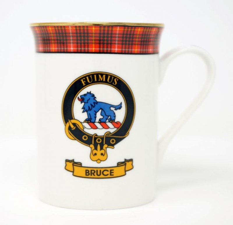 Image 1 of Bruce Balmoral Crest Tartan Bone China Mug Set of 2