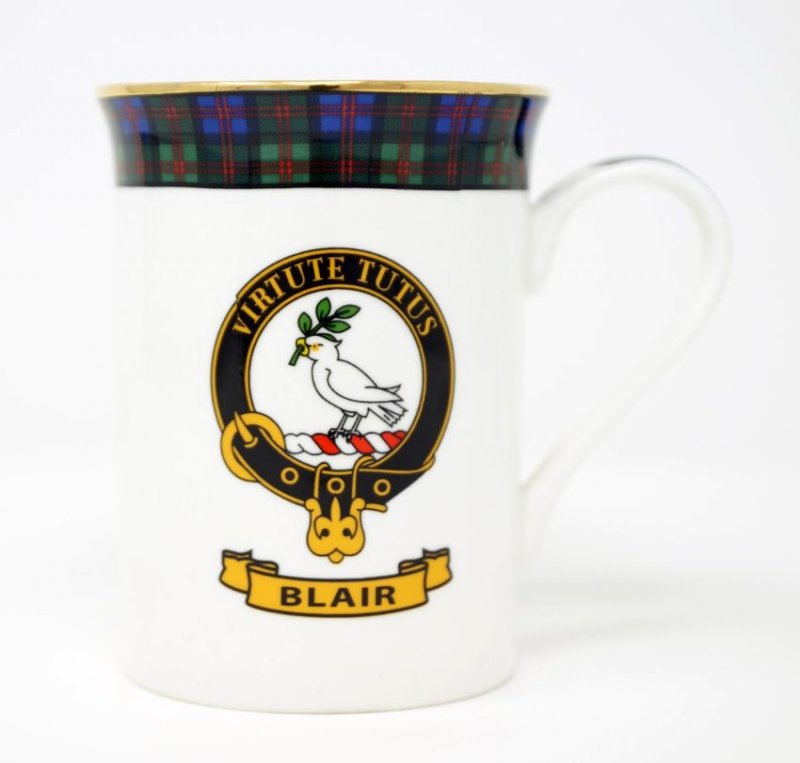 Image 1 of Blair Balmoral Crest Tartan Bone China Mug Set of 2