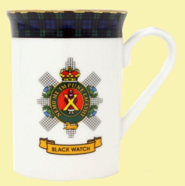 Image 0 of Black Watch Balmoral Crest Tartan Bone China Mug Set of 2