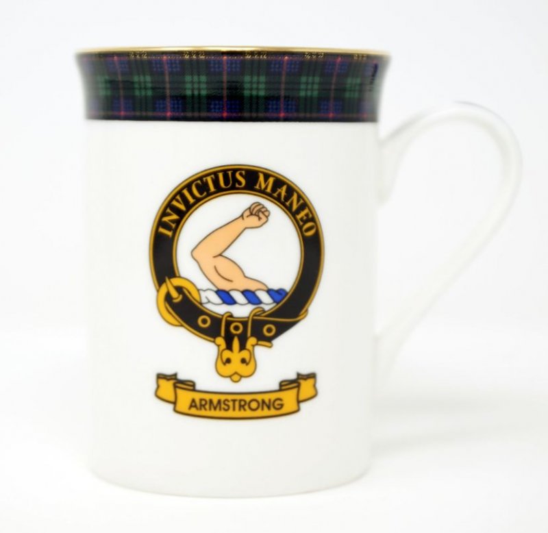 Image 1 of Armstrong Balmoral Crest Tartan Bone China Mug Set of 2