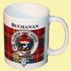 Buchanan Tartan Clan Crest Ceramic Mugs Buchanan Clan Badge Mugs Set of 4
