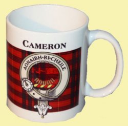 Cameron Tartan Clan Crest Ceramic Mugs Cameron Clan Badge Mugs Set of 4