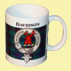 Davidson Tartan Clan Crest Ceramic Mugs Davidson Clan Badge Mugs Set of 4