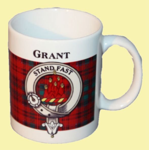 Image 0 of Grant Tartan Clan Crest Ceramic Mugs Grant Clan Badge Mugs Set of 4