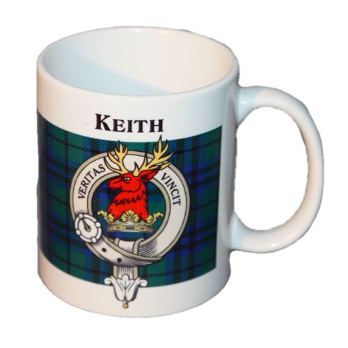 Image 1 of Keith Tartan Clan Crest Ceramic Mugs Keith Clan Badge Mugs Set of 4