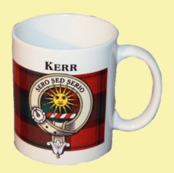 Kerr Tartan Clan Crest Ceramic Mugs Kerr Clan Badge Mugs Set of 4