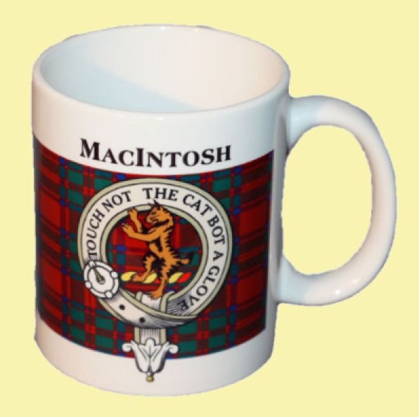 Image 0 of MacIntosh Tartan Clan Crest Ceramic Mugs MacIntosh Clan Badge Mugs Set of 4
