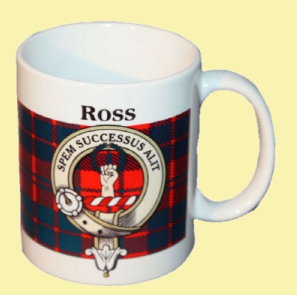 Image 0 of Ross Tartan Clan Crest Ceramic Mugs Ross Clan Badge Mugs Set of 4