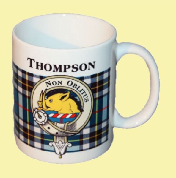 Image 0 of Thompson Tartan Clan Crest Ceramic Mugs Thompson Clan Badge Mugs Set of 4